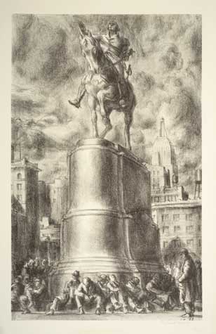 Appraisal: REGINALD MARSH Union Square Lithograph x mm x inches full