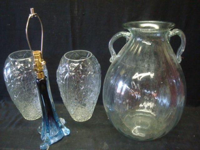 Appraisal: Lot of Glass Items Pair of Art Deco Glass Vases