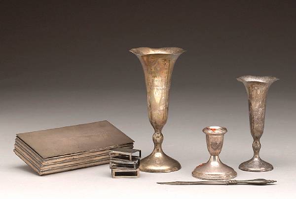 Appraisal: A group of sterling table and desk items Comprising set