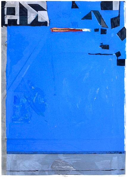 Appraisal: n a Richard Diebenkorn American - Blue with Red Woodcut