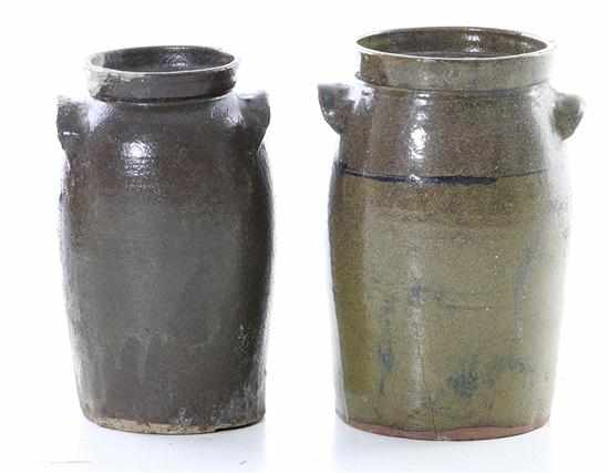 Appraisal: Southern stoneware storage jars Upcountry South Carolina circa alkaline glaze