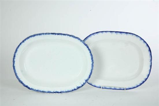 Appraisal: TWO BLUE FEATHER EDGE PLATTER One w d One l