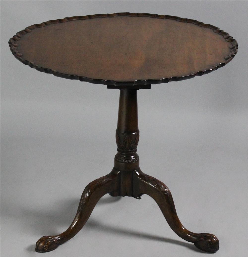 Appraisal: CHIPPENDALE STYLE MAHOGANY TILT TOP TEA TABLE with period elements