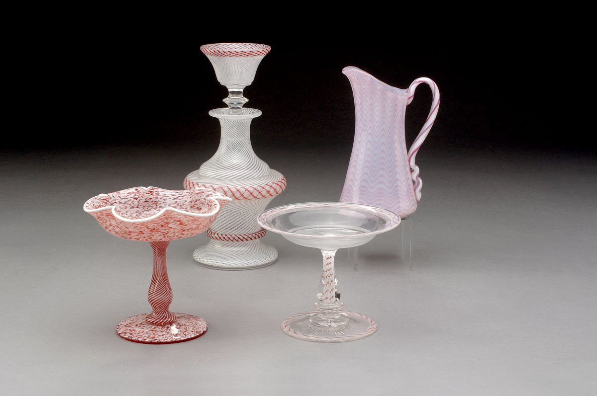 Appraisal: FOUR BLOWN-MOLDED PRESSED AND CUT GLASS WARES Comprising a white