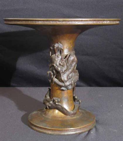 Appraisal: Japanese bronze vase late th century H in Engraved Hon