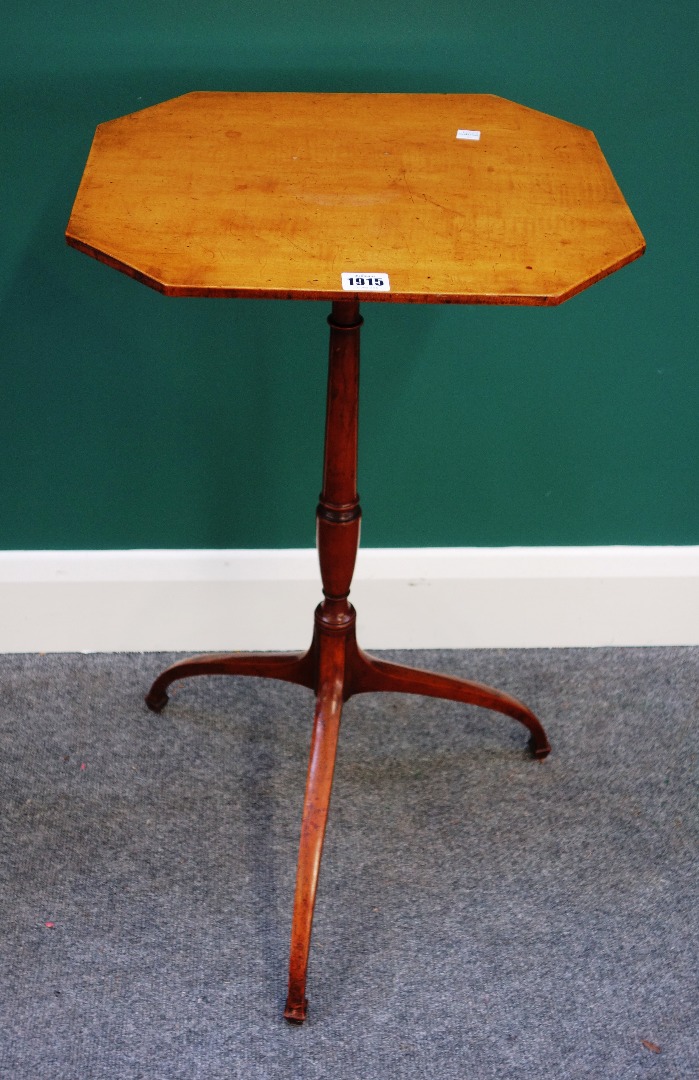 Appraisal: A George III satinwood and fruitwood occasional table the canted