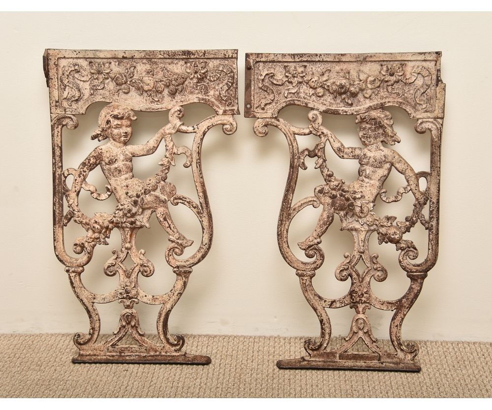 Appraisal: Pair of Cast Iron Architectural Pieces Pair of cast iron