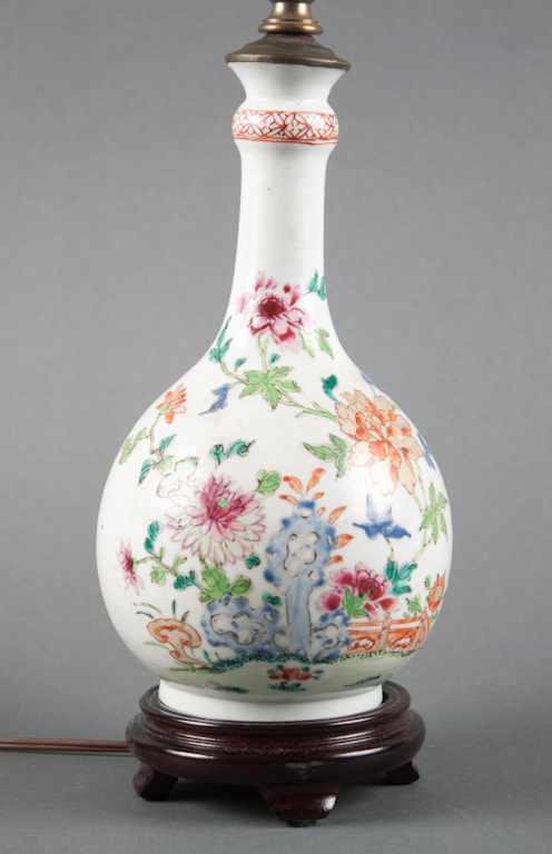 Appraisal: Chinese Export Famille Rose porcelain guglet mounted as a lamp