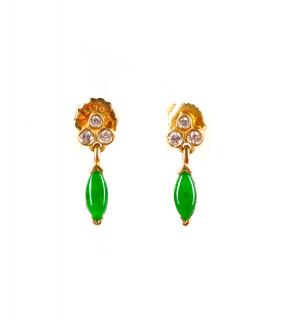 Appraisal: Pair k Yellow Gold Jade Diamond Earrings A pair of