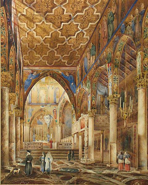 Appraisal: Italian School early th Century A church interior with figures