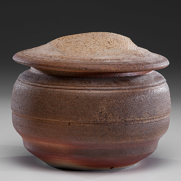 Appraisal: Lidded Vessel ca Salt-glazed Stoneware ht dia in Artist stamp