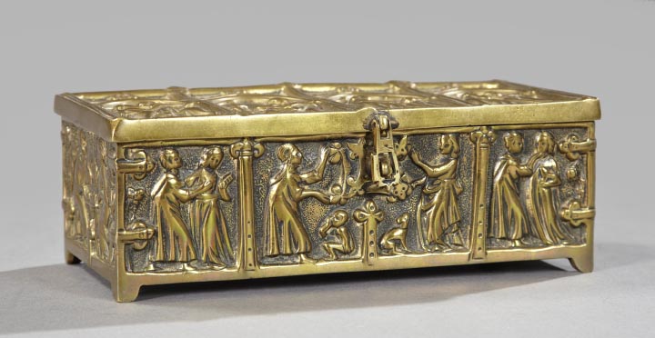 Appraisal: German Gilt-Brass Relief Table Box first quarter th century in