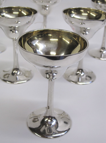 Appraisal: SET OF SIX STERLING SILVER APERITIF GOBLETS with gilt interior