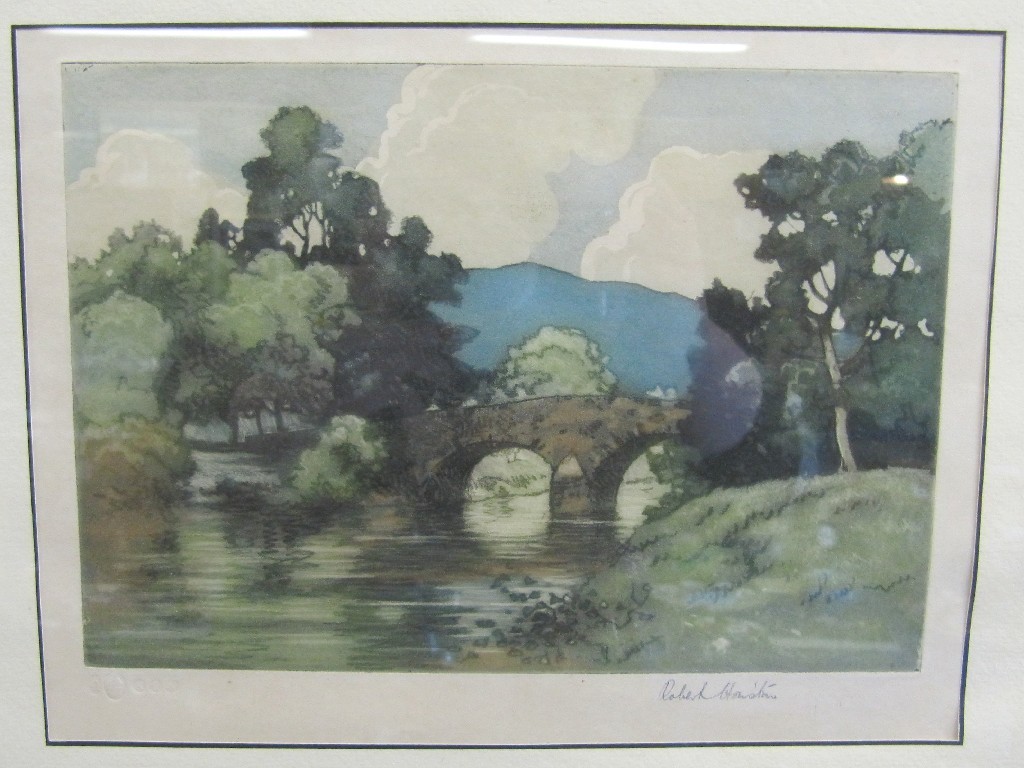 Appraisal: Robert Houston - Aquatint 'Strathyrebridge' with Fine Art Trade Guild