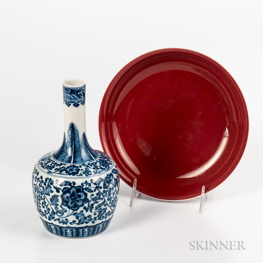 Appraisal: Two Ming-style Ceramic Items Two Ming-style Ceramic Items China a