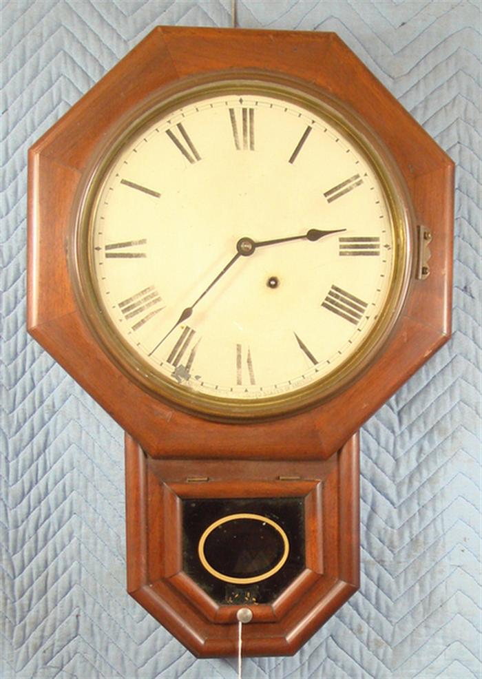 Appraisal: Seth Thomas octagon short drop schoolhose clock walnut case nice