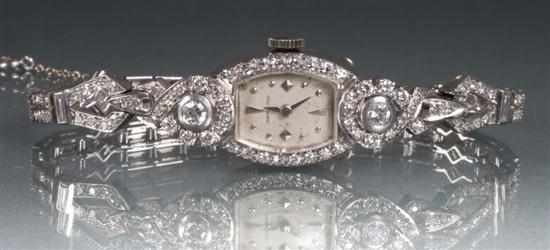 Appraisal: Hamilton platinum and diamond lady's bracelet-watch diamonds approximately cts total