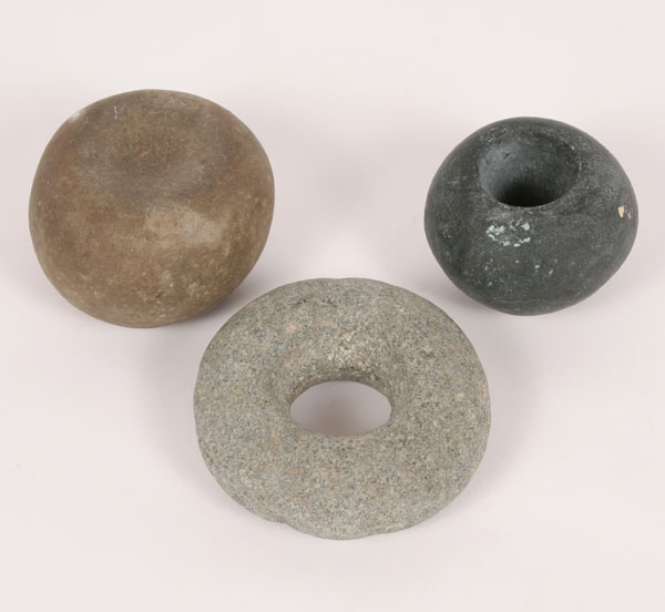 Appraisal: Lot of Native American artifacts discoidal and doughnut mace heads