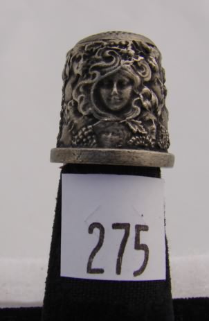 Appraisal: Battersea LTD pewter thimble with facial designs