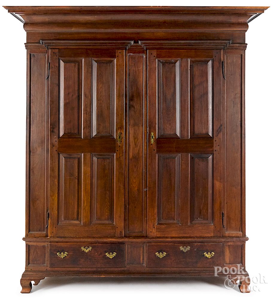 Appraisal: Pennsylvania walnut schrank Lancaster County Pennsylvania walnut schrank ca with