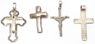 Appraisal: Assorted Sterling Silver Cross Pendants Including an Italian crucifix a