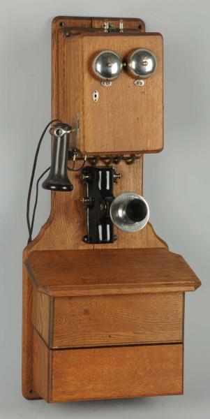 Appraisal: Connecticut -Box Wall Telephone Circa oak marked faceplate unmarked receiver