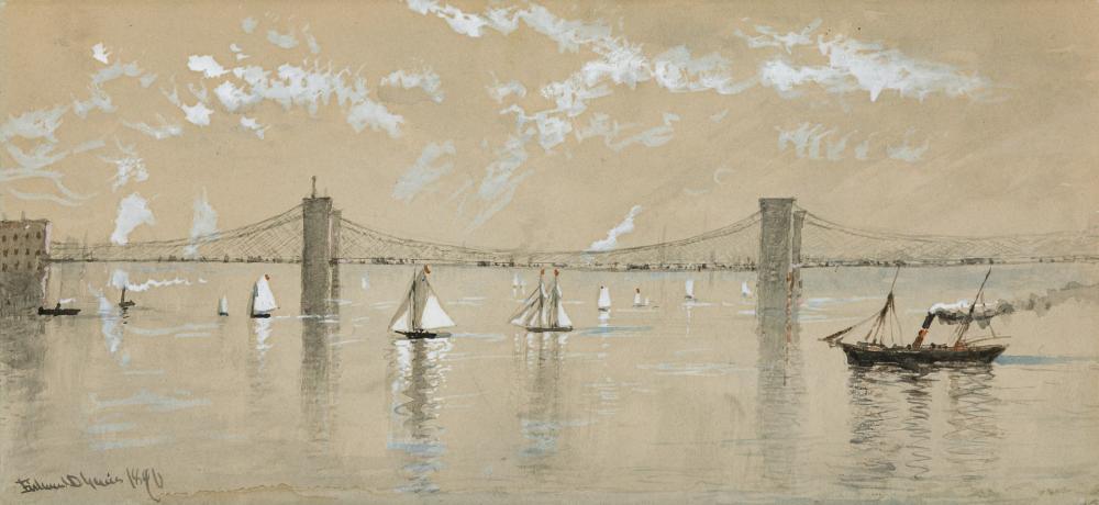 Appraisal: EDMUND DARCH LEWIS American - Sailing Along The Brooklyn Bridge