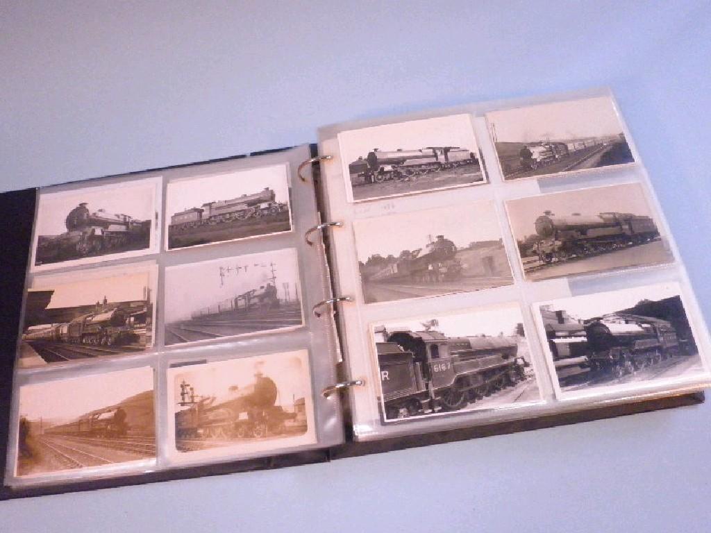 Appraisal: An album of photographs and photographic postcards containing locomotives of