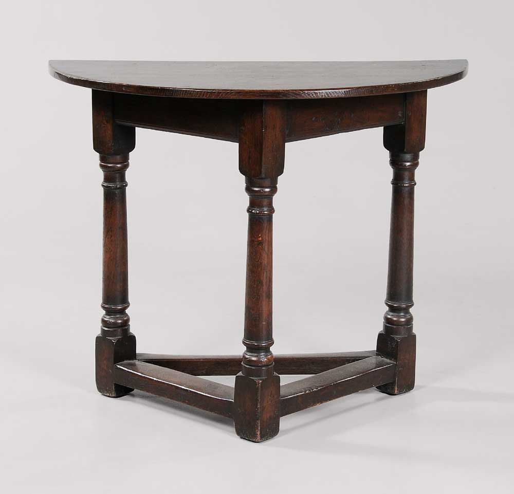 Appraisal: Early Baroque Style Demilune Table British late th century oak