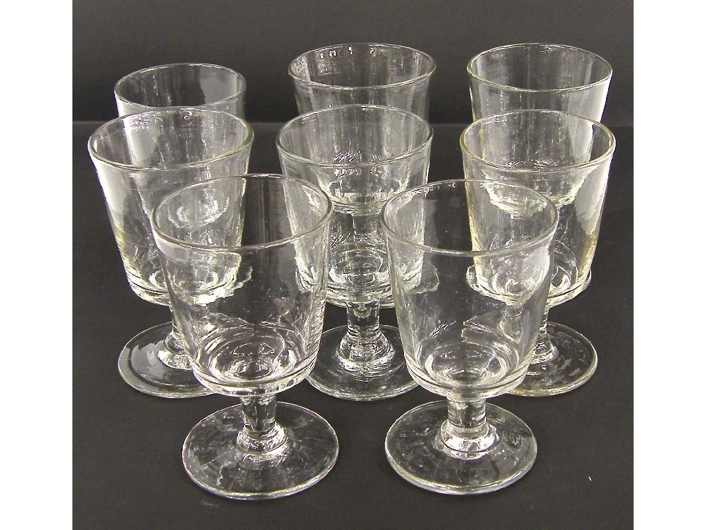 Appraisal: Set of eight antique cordial glasses with bucket bowls and