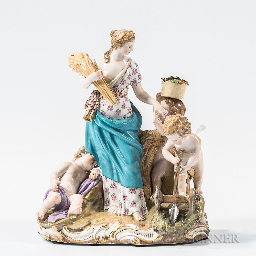 Appraisal: Meissen Porcelain Allegorical Figural Group Meissen Porcelain Allegorical Figural Group