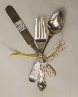 Appraisal: Coin Silver Asst Knife Spoon and Fork OT Gross