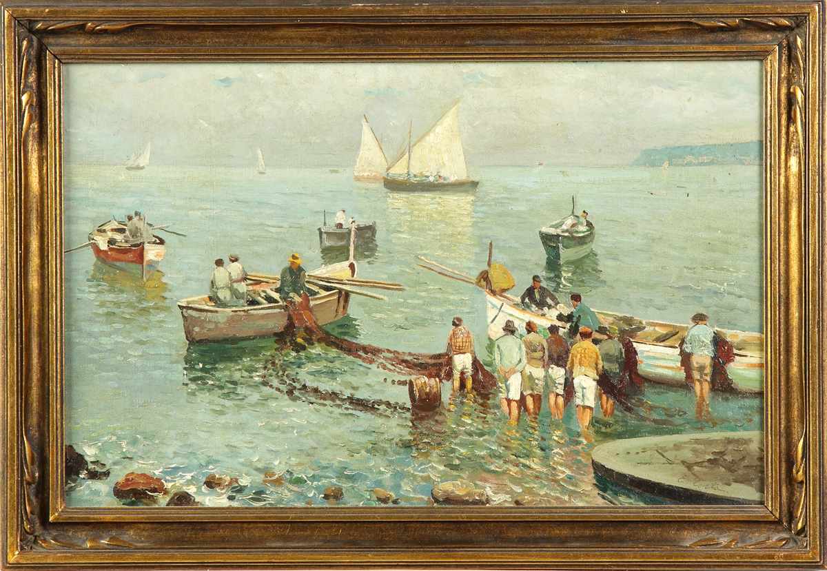 Appraisal: Emmanuel Costa French - Fishing Scenes Sgn Lower left E