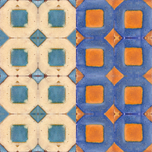 Appraisal: GRUEBY Nine architectural tiles embossed with a floral torsade and