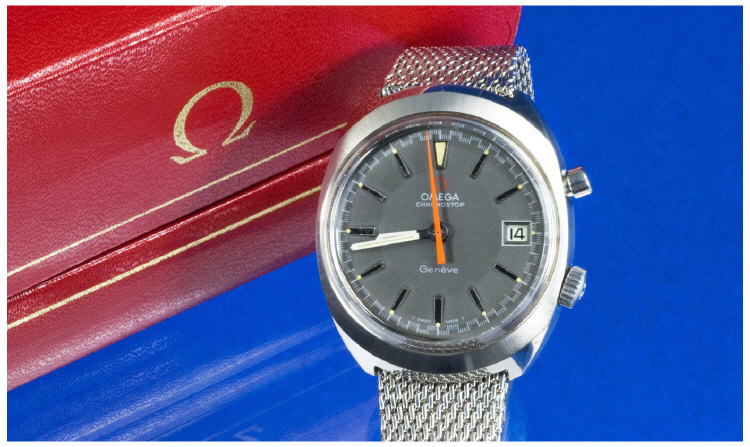 Appraisal: Omega 's Gents Stainless Steel Chronostop Wrist Watch mesh strap