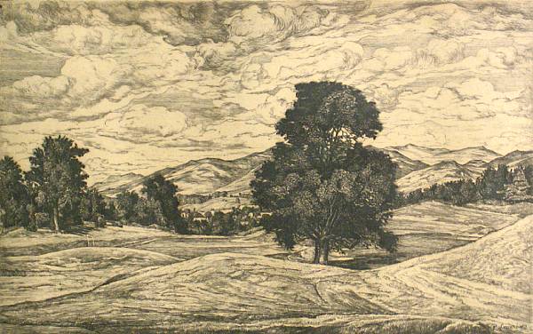 Appraisal: Luigi Lucioni Italian American - Tree and Landscape Etching on