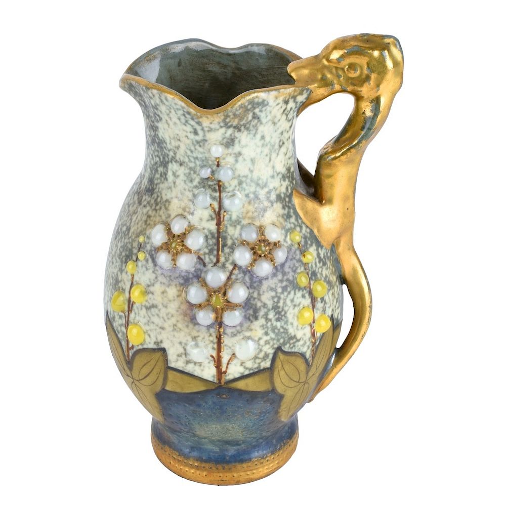 Appraisal: Amphora Austria Gres Bijoux Jeweled Pitcher Amphora Austria Gres Bijoux