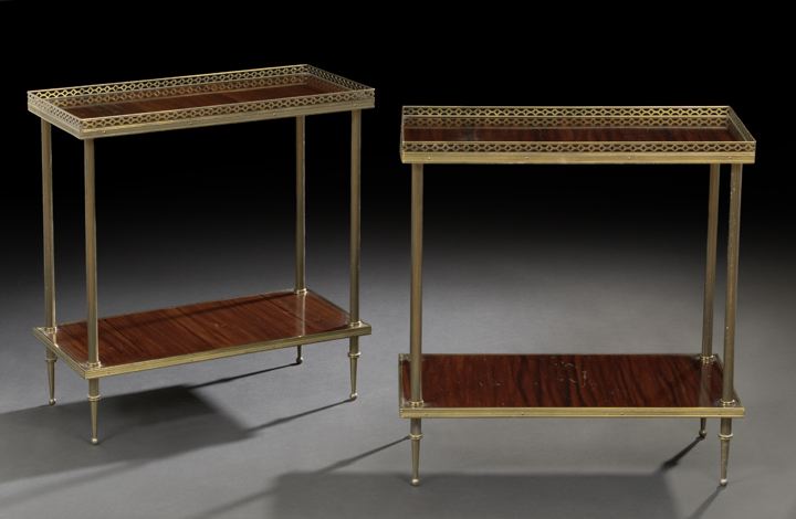 Appraisal: Pair of Louis XVI-Style Gilt-Brass-Mounted Mahogany End Tables ca each