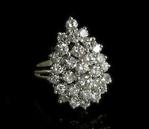 Appraisal: Ladies' White Gold Diamond Cascade Ring Ladies' k white gold