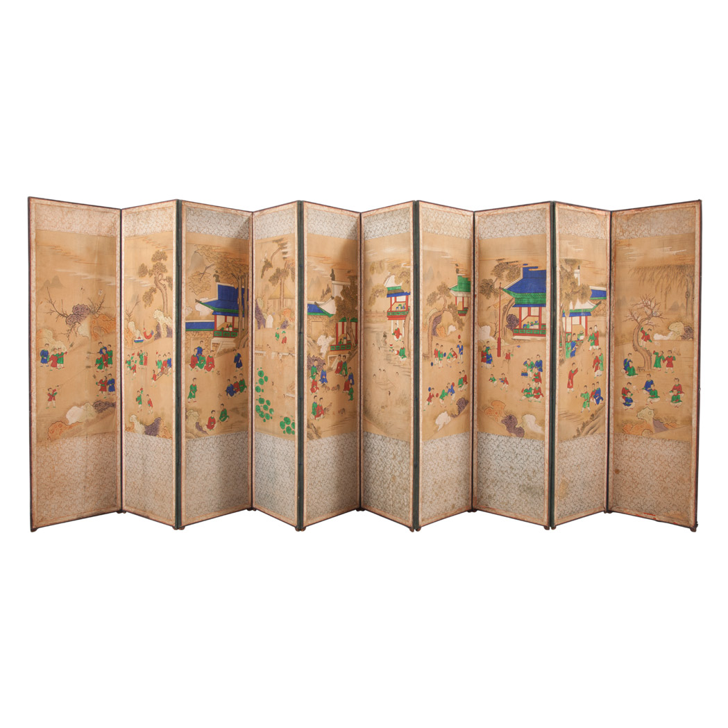 Appraisal: Korean Ten-Panel Screen Choson Period th century Each panel depicting