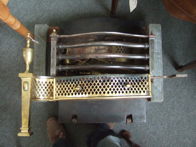 Appraisal: A brass and steel firegrate of George III style late