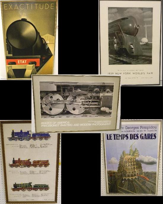 Appraisal: Four framed railroad related posters inluding a Fix-Masseau reprint along