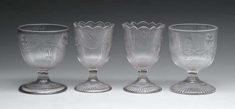 Appraisal: FOUR PIECES OF BELLFLOWER PATTERN FLINT GLASS Lot includes two