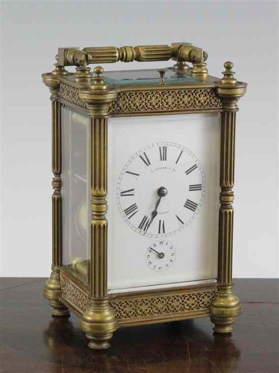 Appraisal: An early th century French brass hour repeating carriage alarm