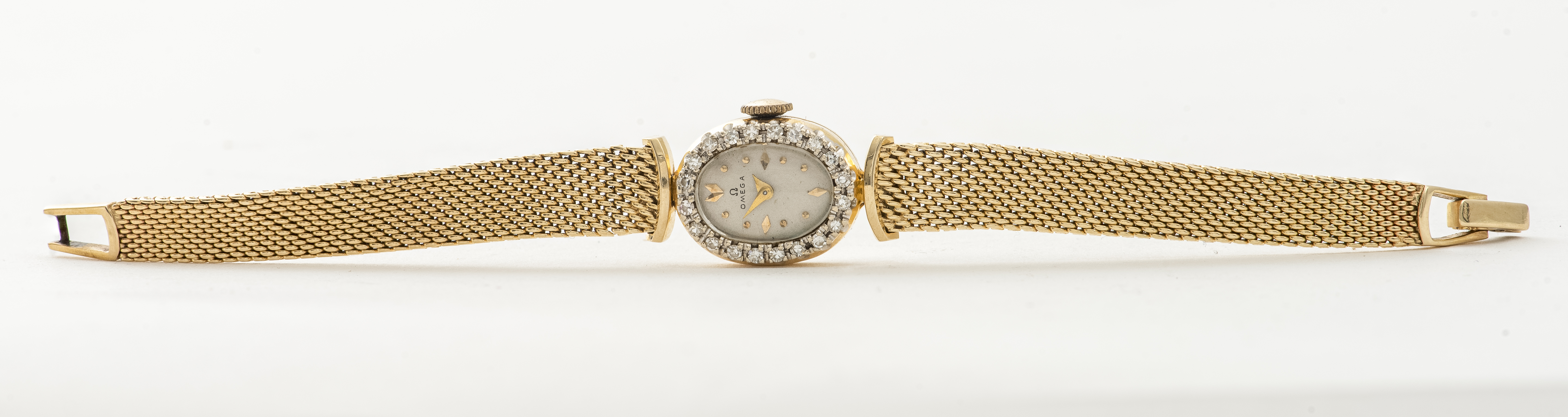 Appraisal: OMEGA K YELLOW GOLD DIAMOND LADIES DRESS WATCH Vintage Omega