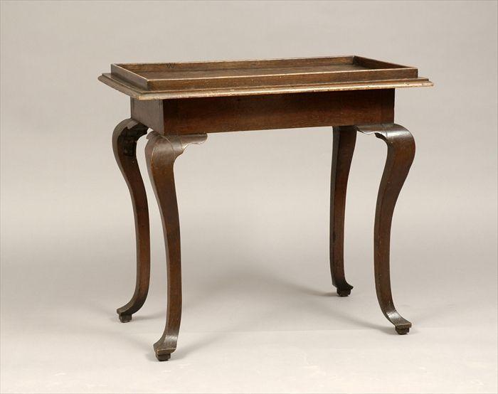 Appraisal: Queen Anne-Style Oak Tray-Top Table x x in