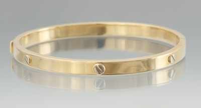 Appraisal: An Italian Screw Design Bangle Bracelet k yellow gold hinged