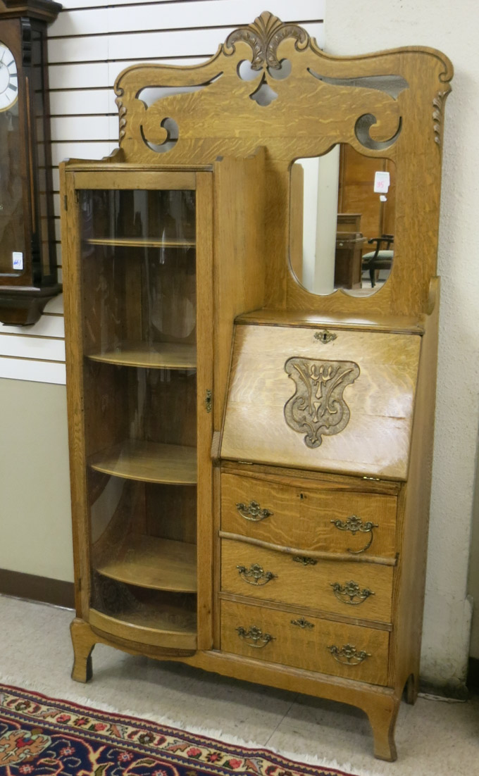 Appraisal: LATE VICTORIAN OAK SECRETARY BOOKCASE American late th century the