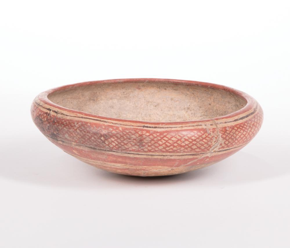 Appraisal: Pre-Columbian Ceramic Bowl probably Peruvian painted with geometric pattern dia