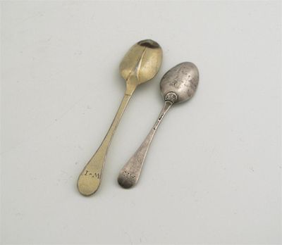 Appraisal: A George I II silvegilt teaspoon Hanoverian with plain rattail